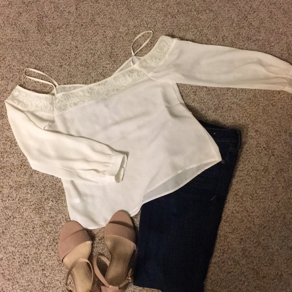 Off the shoulder cream colored Express top